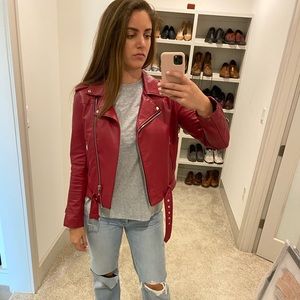 Red leather jacket